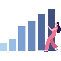Woman and business data statistics vector icon