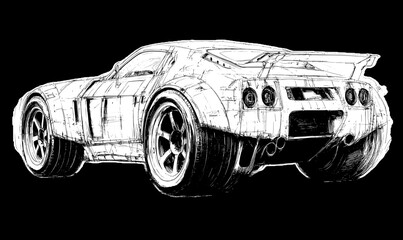 Naklejka premium Stunning Sketch of a Futuristic Sports Car