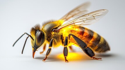 A close-up of a glowing bee showcasing its intricate details.