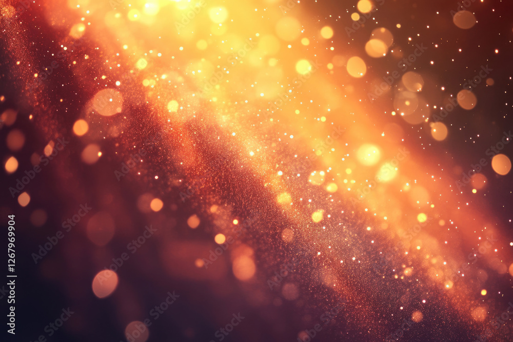 Poster Abstract golden bokeh background with glowing particles and glittering texture, perfect for festive designs.
