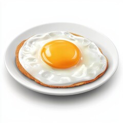 Fried egg on a plate isolated on white