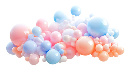 A delicate arrangement of pastel-colored balloons, softly glowing under the light.