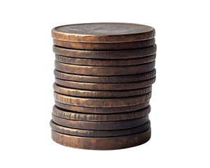 A descending stack of coins, representing economic decline or financial loss.