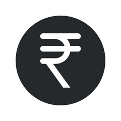 Black and white icons, Indian rupee symbol, circular design, minimalist currency signs, financial pictograms, vector graphics, monochrome  symbols, clean geometric shapes, simple business icon