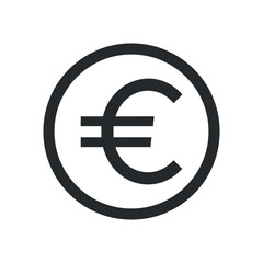 European Euro Sign in Flat Style – White Background Currency Icon