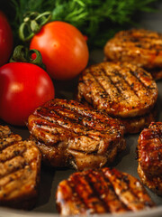 Grilled Pork Medallions Tenderloin Steaks for BBQ and Dinner