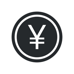 black and white yen currency icon vector