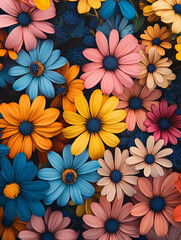 Bright and colorful arrangement of flowers in springtime