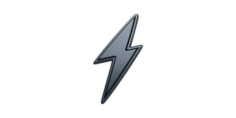 Black lightning bolt symbol element isolated on transparent background