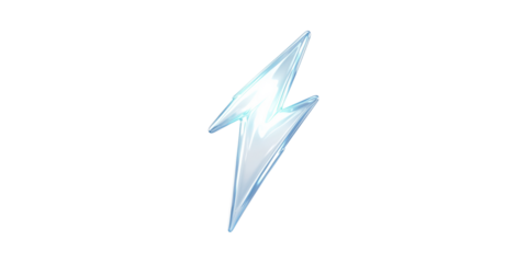 Shiny electric lightning bolt symbol isolated on transparent background