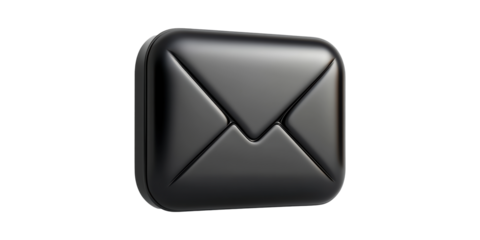 Sleek black envelope design isolated on transparent background