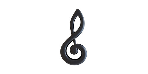 Fototapeta premium Black musical treble clef symbol in 3d design isolated on transparent background