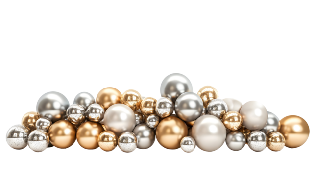A festive arrangement of gold and silver balloons, perfect for celebrations.