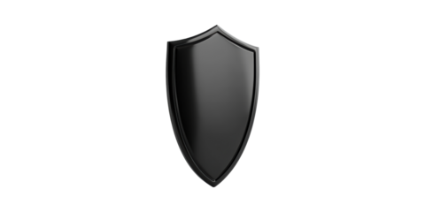 Black medieval shield isolated on transparent background
