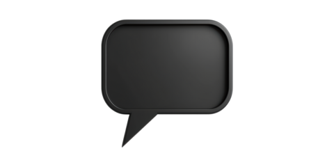 Black speech bubble icon for communication and dialogue isolated on transparent background