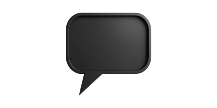 Black speech bubble icon for communication and dialogue isolated on transparent background