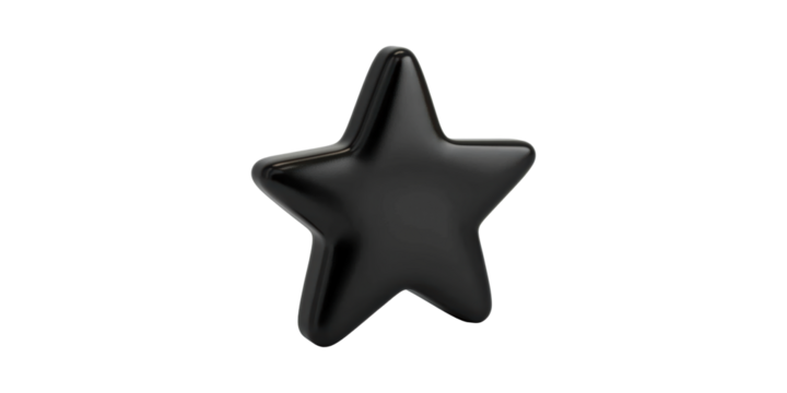 Black star-shaped object isolated on transparent background