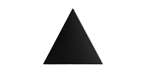 Black triangle geometric shape on white surface isolated on transparent background