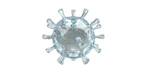 Transparent glass model of virus with spikes isolated on transparent background