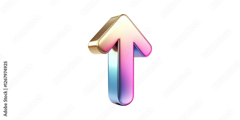 Poster multicolored gradient arrow pointing upwards isolated on transparent background