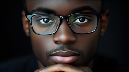 Portrait of a Young Man with Glasses, Close-up Shot