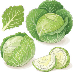 Cabbage in white background vector design, Cabbage vector design