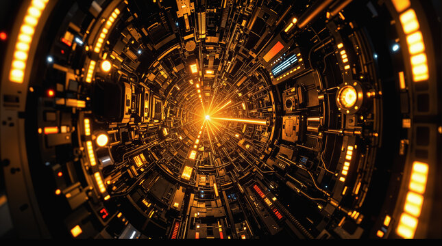 The Science fiction fusion of quantum computing and teleportation concept, a high-tech backdrop.