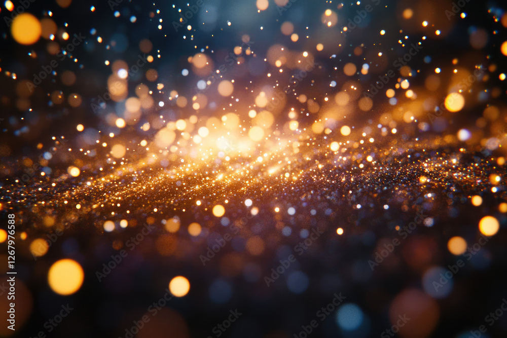 Aufkleber a mesmerizing display of golden and blue bokeh lights, creating a sparkling, ethereal glow.