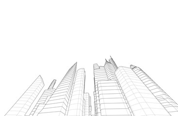 Architectural background 3d rendering on white background