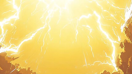 Blank Yellow Comic-Style Background with Thunder Lightning Bolts for Dramatic Dialog or Caption