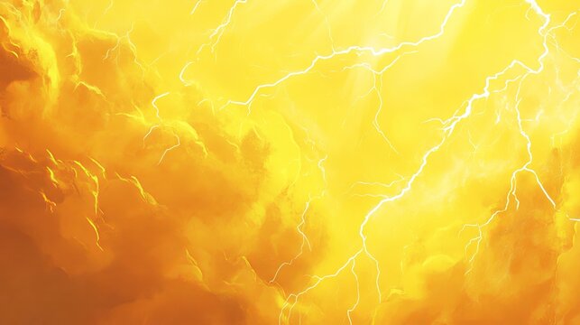 Blank Yellow Comic-Style Background with Thunder Lightning Bolts for Dramatic Dialog or Caption