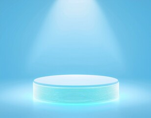 3d blue green neon spot light cylinder podium minimal studio bright background. Abstract 3d geometric shape object illustration render. Display for technology medical and science product.