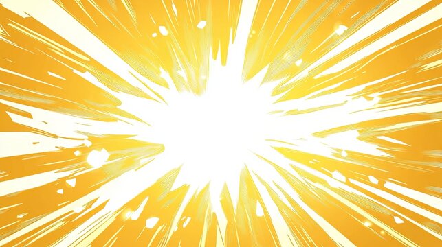 Blank Yellow Comic-Style Background with Thunder Lightning Bolts for Dramatic Dialog or Caption - Powered by Adobe