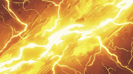 Blank Yellow Comic-Style Background with Thunder Lightning Bolts for Dramatic Dialog or Caption