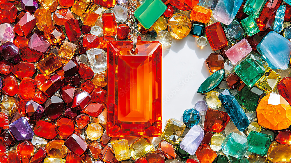 Poster vibrant gemstone collage creating a captivating backdrop for artistic expression