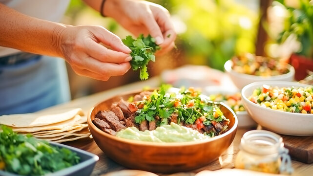 A table of fresh and delicious dishes.