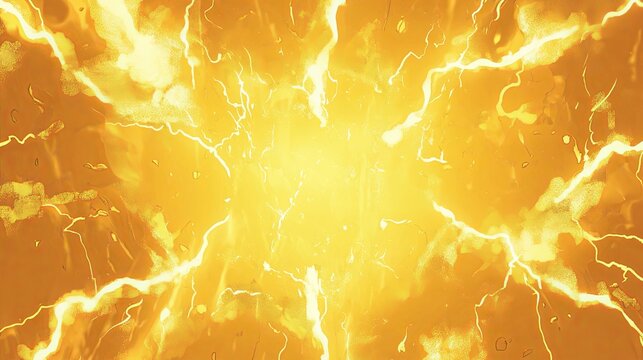 Blank Yellow Comic-Style Background with Thunder Lightning Bolts for Dramatic Dialog or Caption