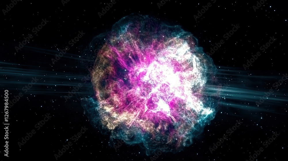 Poster spectacular burst of color and light from a supernova in the vastness of cosmic space