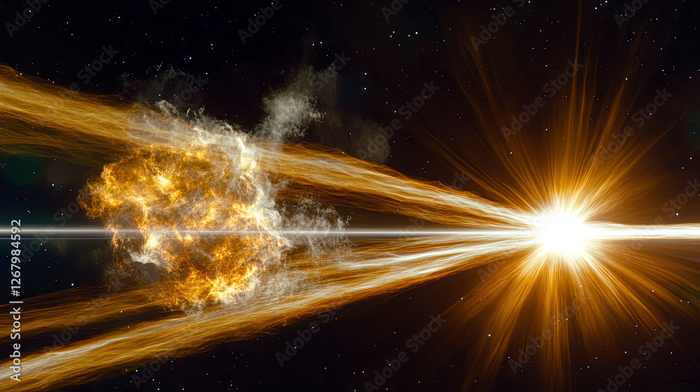 Poster Explosive Cosmic Event Illuminating the Universe With Vibrant Colors and Dynamic Gas Clouds