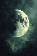 Fototapeta premium Ethereal Moon A Grungy Celestial Art Piece