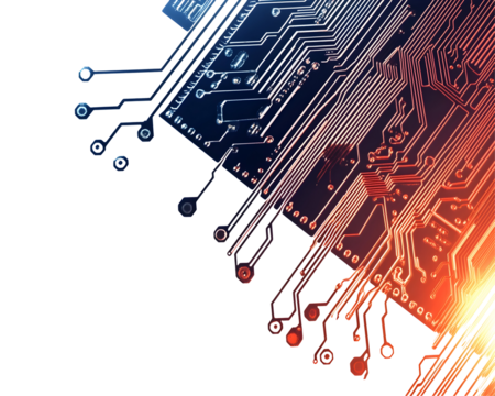 A microchip with intricate circuits, symbolizing computing power and innovation.