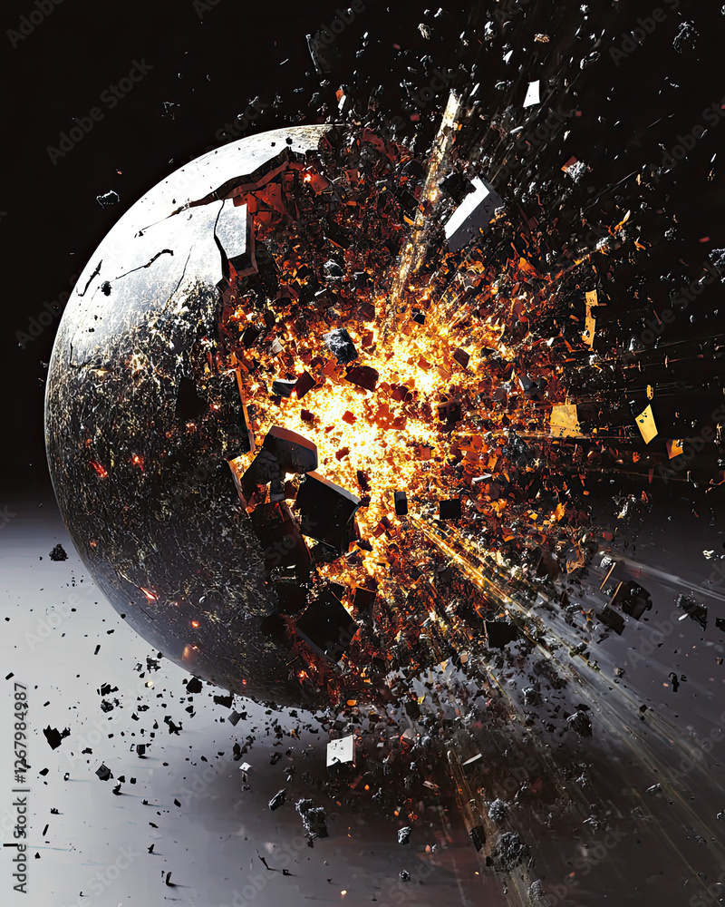 Poster explosively transforming globe earth captivatingly shatters amidst a cosmic event
