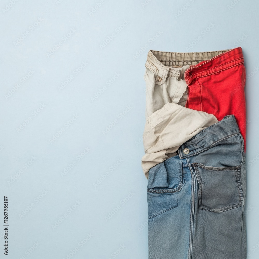 Aufkleber comparison of dirty clothes versus freshly laundered ones on a simple background showcasing cleanlin