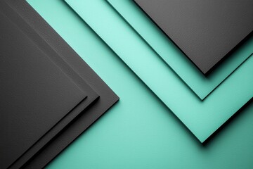 Abstract Geometric Background with Teal and Black Overlapping Layers