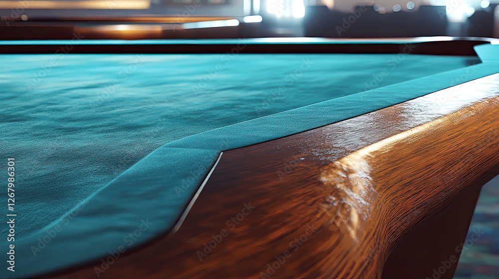 Aufkleber Elegant Empty Billiard Table Inviting a Game in a Well-Lit Recreational Space