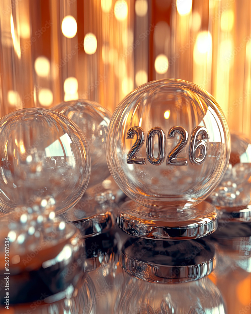 Poster reflective glass numbers create a dreamy atmosphere with shimmering lights for a hopeful future