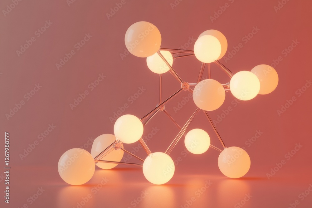 Aufkleber unique artistic design with glowing spheres and connecting rods in warm tones highlighting creativit