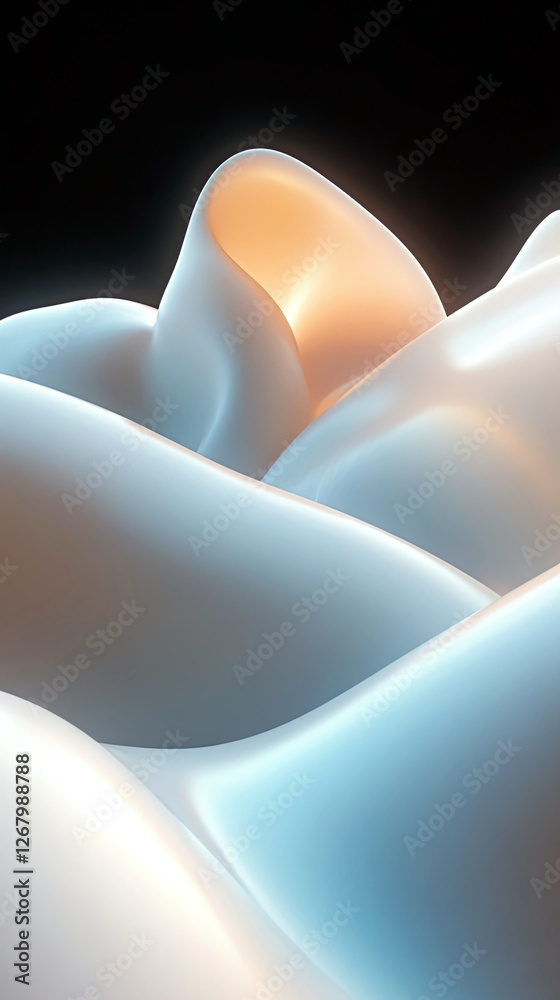 Poster Monolithic Forms Emerge From the Haze, Shifting in Luminous Waves of Color and Shadow