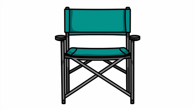 teal folding chair cartoon style clip art preview