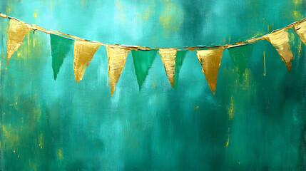 textura para tarjeta de cumpleaños o invitacion pintada en acuarela o acrilico con banderines decorativos con espacio de copia